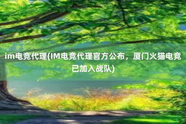 im电竞代理(IM电竞代理官方公布，厦门火猫电竞已加入战队)