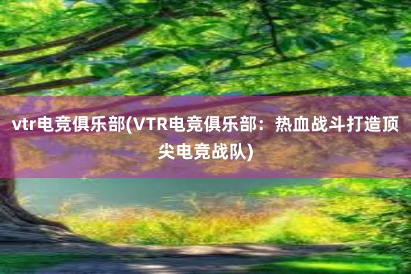 vtr电竞俱乐部(VTR电竞俱乐部：热血战斗打造顶尖电竞战队)