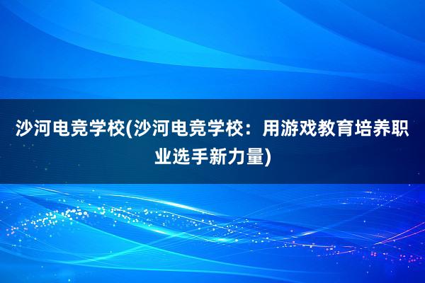 沙河电竞学校(沙河电竞学校：用游戏教育培养职业选手新力量)