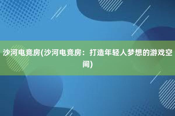 沙河电竞房(沙河电竞房：打造年轻人梦想的游戏空间)