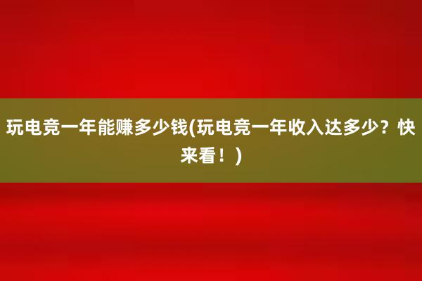 玩电竞一年能赚多少钱(玩电竞一年收入达多少？快来看！)