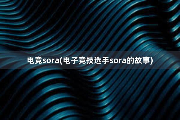 电竞sora(电子竞技选手sora的故事)