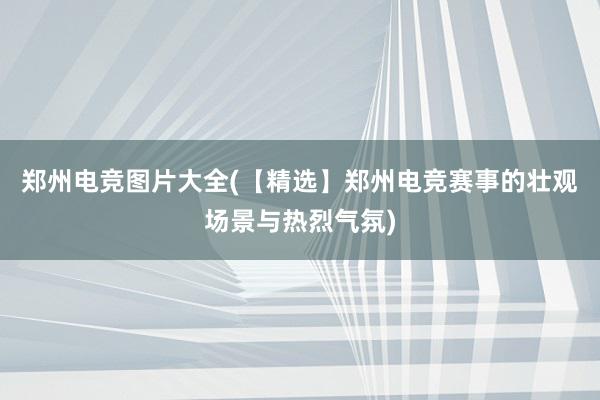 郑州电竞图片大全(【精选】郑州电竞赛事的壮观场景与热烈气氛)