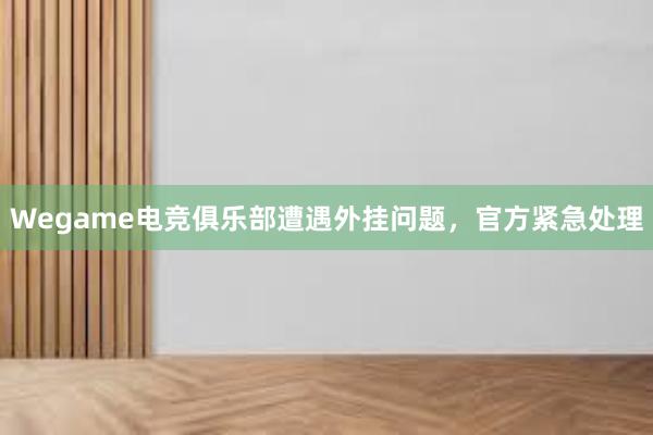 Wegame电竞俱乐部遭遇外挂问题，官方紧急处理