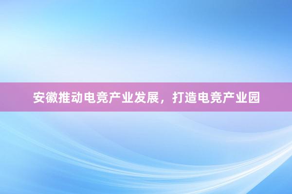 安徽推动电竞产业发展，打造电竞产业园